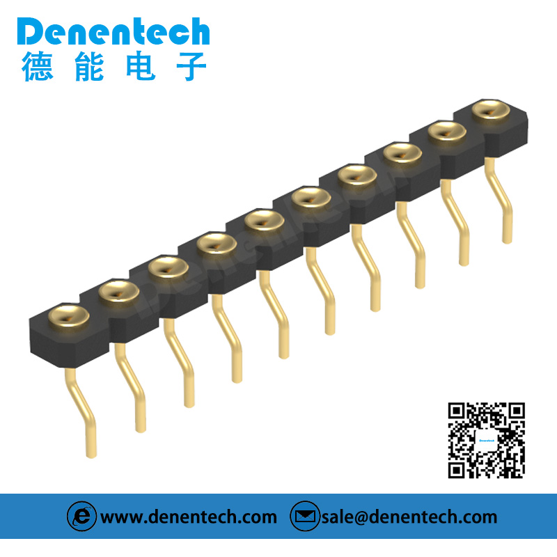 Denentech Promotional products 3.0MM H1.27MM single row female right angle SMT concave pogo pin connector